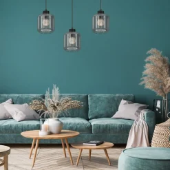 Lampa Wisząca SOMBRA Czarny Szklane Klosze 3xE27 * Eko-light Sale