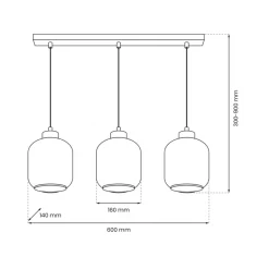 Lampa Wisząca SOMBRA Czarny Szklane Klosze 3xE27 * Eko-light Sale