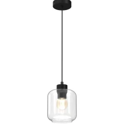 Lampa Wisząca SOMBRA Czarny Transparentny Szklany Klosz 1xE27 16cm * Eko-light Discount