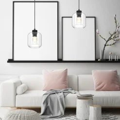 Lampa Wisząca SOMBRA Czarny Transparentny Szklany Klosz 1xE27 16cm * Eko-light Discount