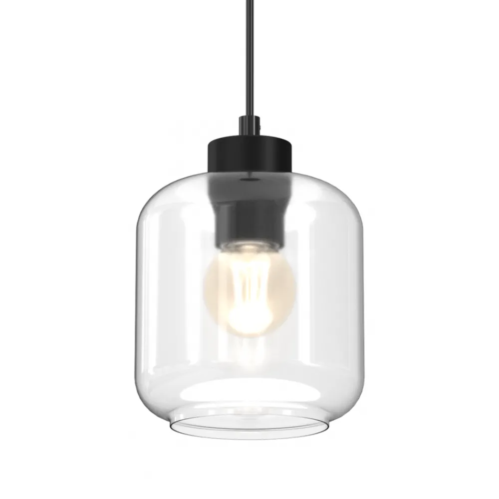 Lampa Wisząca SOMBRA Czarny Transparentny Szklany Klosz 1xE27 16cm * Eko-light Discount