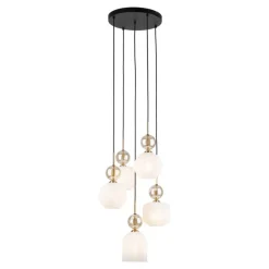 Lampa wisząca SOPHIA czarna klosz biały 5xE14 * TK Lighting Clearance