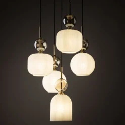 Lampa wisząca SOPHIA czarna klosz biały 5xE14 * TK Lighting Clearance
