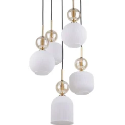 Lampa wisząca SOPHIA czarna klosz biały 5xE14 * TK Lighting Clearance
