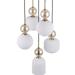 Lampa wisząca SOPHIA czarna klosz biały 5xE14 * TK Lighting Clearance