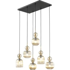 Lampa wisząca SOPHIA czarna klosz beżowy 6xE14 * TK Lighting Best