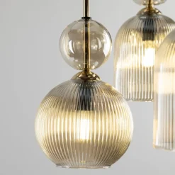 Lampa wisząca SOPHIA czarna klosz beżowy 6xE14 * TK Lighting Best