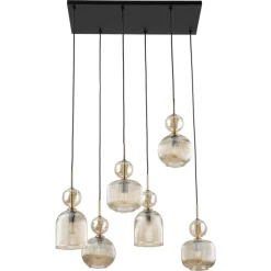 Lampa wisząca SOPHIA czarna klosz beżowy 6xE14 * TK Lighting Best