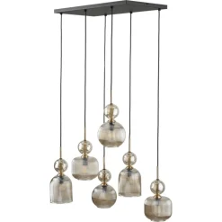 Lampa wisząca SOPHIA czarna klosz beżowy 6xE14 * TK Lighting Best