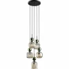 Lampa wisząca SOPHIA czarna zielona klosz beżowy 5xE14 okragła * TK Lighting Outlet