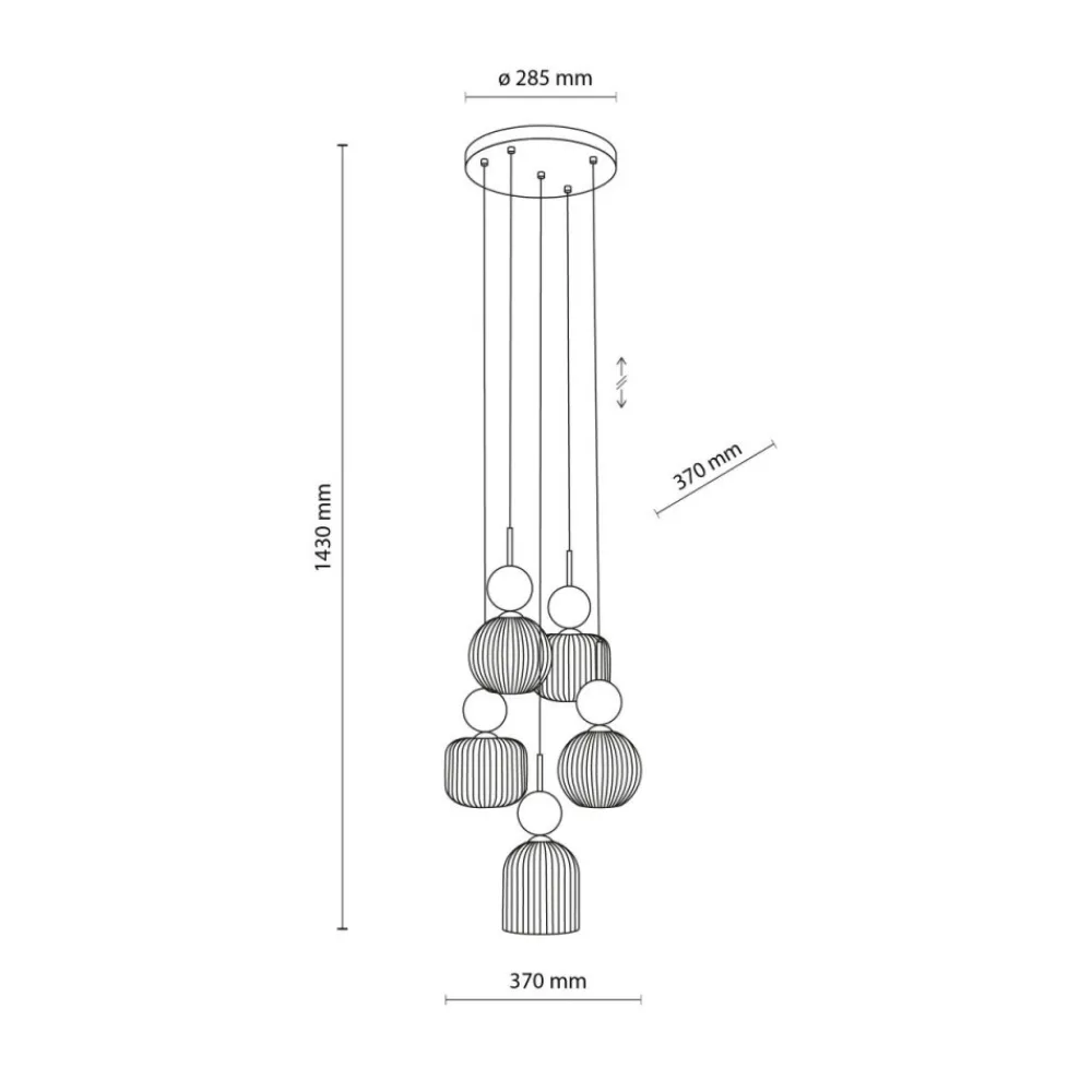 Lampa wisząca SOPHIA czarna zielona klosz beżowy 5xE14 okragła * TK Lighting Outlet