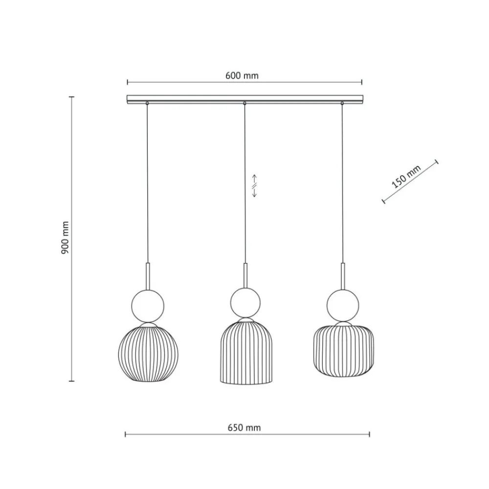 Lampa wisząca SOPHIA czarna zielona klosz beżowy 3xE14 * TK Lighting