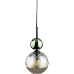 Lampa wisząca SOPHIA czarna zielona klosz beżowy 1xE14 kula * TK Lighting