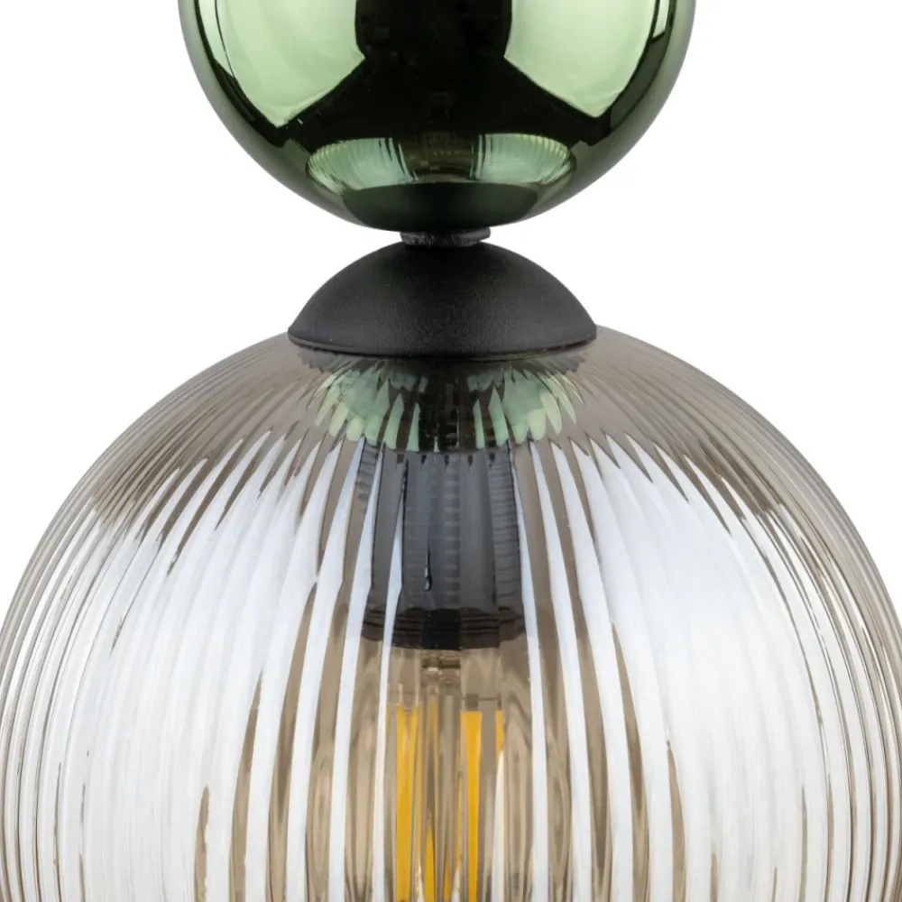 Lampa wisząca SOPHIA czarna zielona klosz beżowy 1xE14 kula * TK Lighting