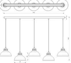 Lampa Wisząca SVEN Beżowy Metalowy Klosz 5xE27 * Luminex New