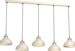 Lampa Wisząca SVEN Beżowy Metalowy Klosz 5xE27 * Luminex New