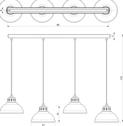 Lampa Wisząca SVEN Biały Metalowy Klosz 4xE27