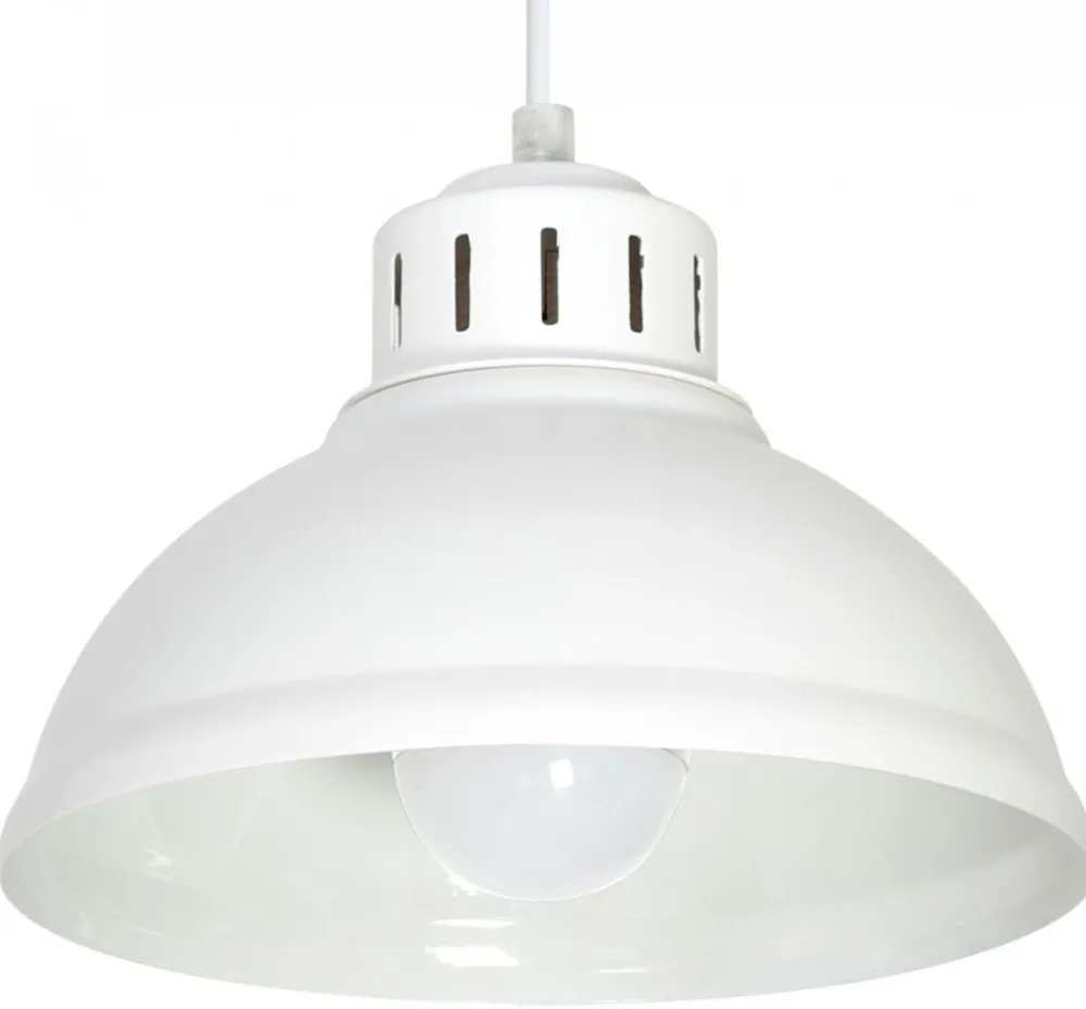 Lampa Wisząca SVEN Biały Metalowy Klosz 1xE27 21cm * Luminex