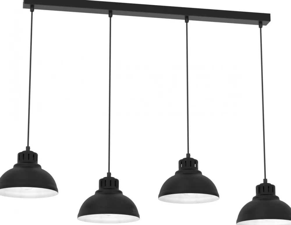 Lampa Wisząca SVEN Czarny Biały Metalowy Klosz 4xE27 * Luminex Best
