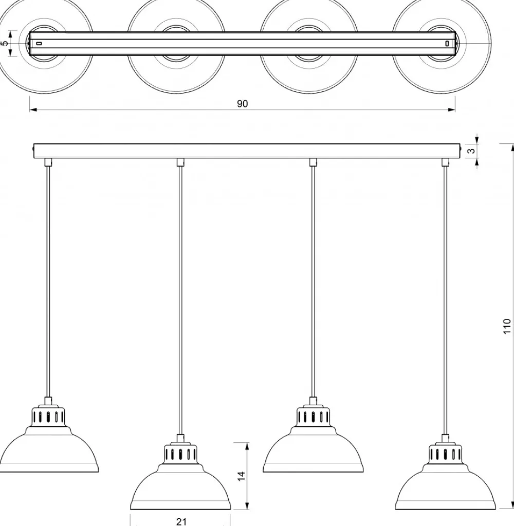 Lampa Wisząca SVEN Czarny Biały Metalowy Klosz 4xE27 * Luminex Best