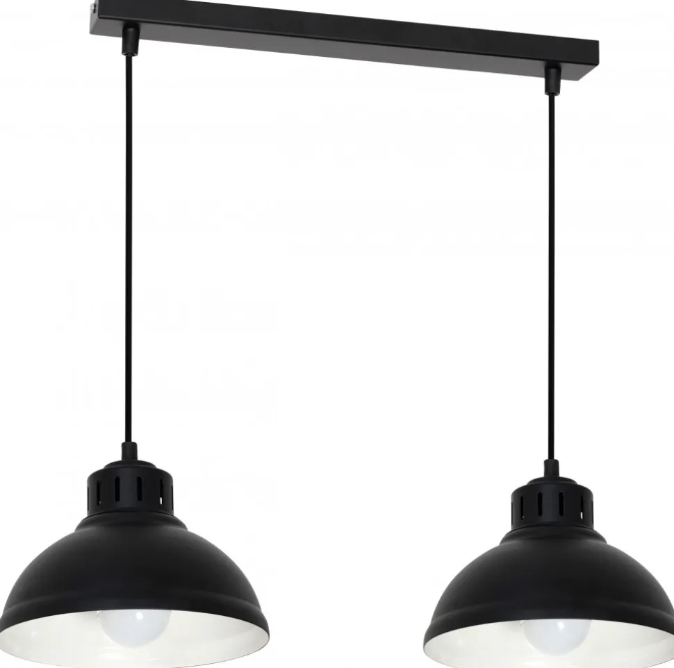 Lampa Wisząca SVEN Czarny Biały Metalowy Klosz 2xE27