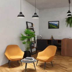 Lampa Wisząca SVEN Czarny Biały Metalowy Klosz 2xE27