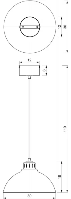 Lampa Wisząca SVEN Czarny Biały Metalowy Klosz 1xE27 30cm