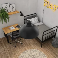 Lampa Wisząca SVEN Czarny Biały Metalowy Klosz 1xE27 30cm