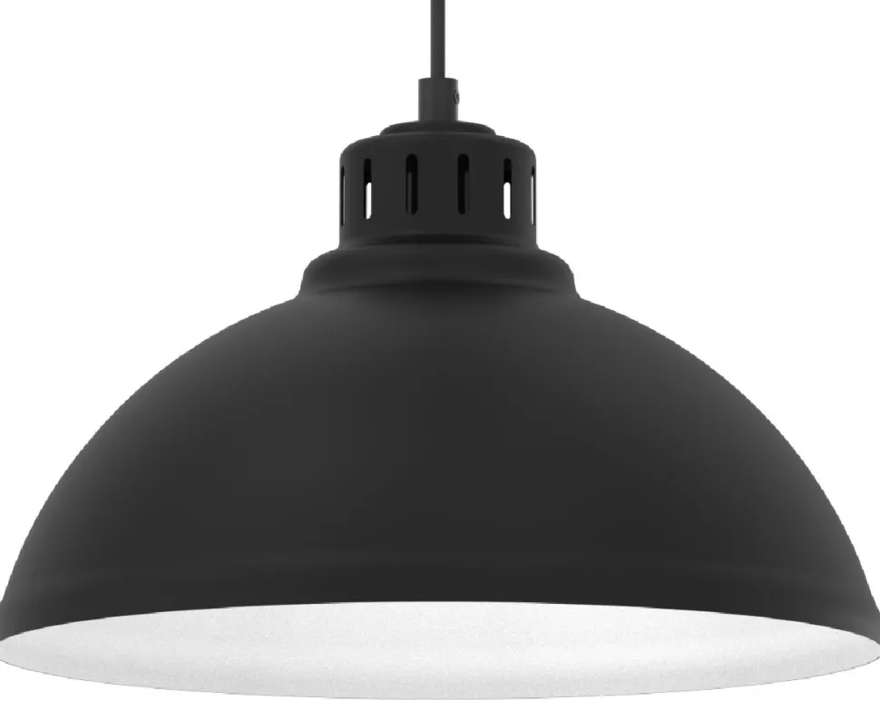 Lampa Wisząca SVEN Czarny Biały Metalowy Klosz 1xE27 30cm