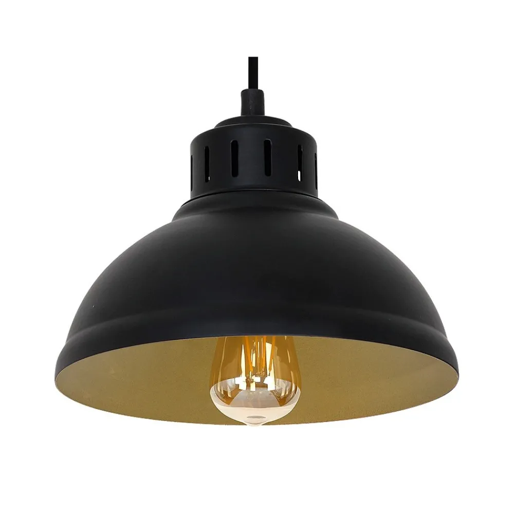 Lampa Wisząca SVEN Czarny Złoty Metalowy Klosz 3xE27 * Luminex Hot