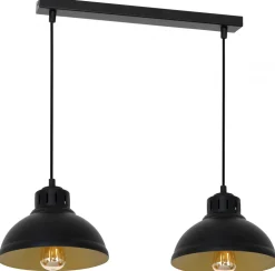 Lampa Wisząca SVEN Czarny Złoty Metalowy Klosz 2xE27