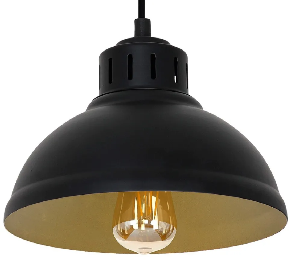 Lampa Wisząca SVEN Czarny Złoty Metalowy Klosz 2xE27