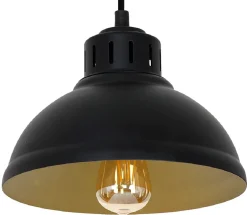 Lampa Wisząca SVEN Czarny Złoty Metalowy Klosz 1xE27 21cm * Luminex Hot