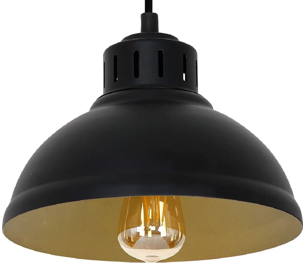 Lampa Wisząca SVEN Czarny Złoty Metalowy Klosz 1xE27 21cm * Luminex Hot