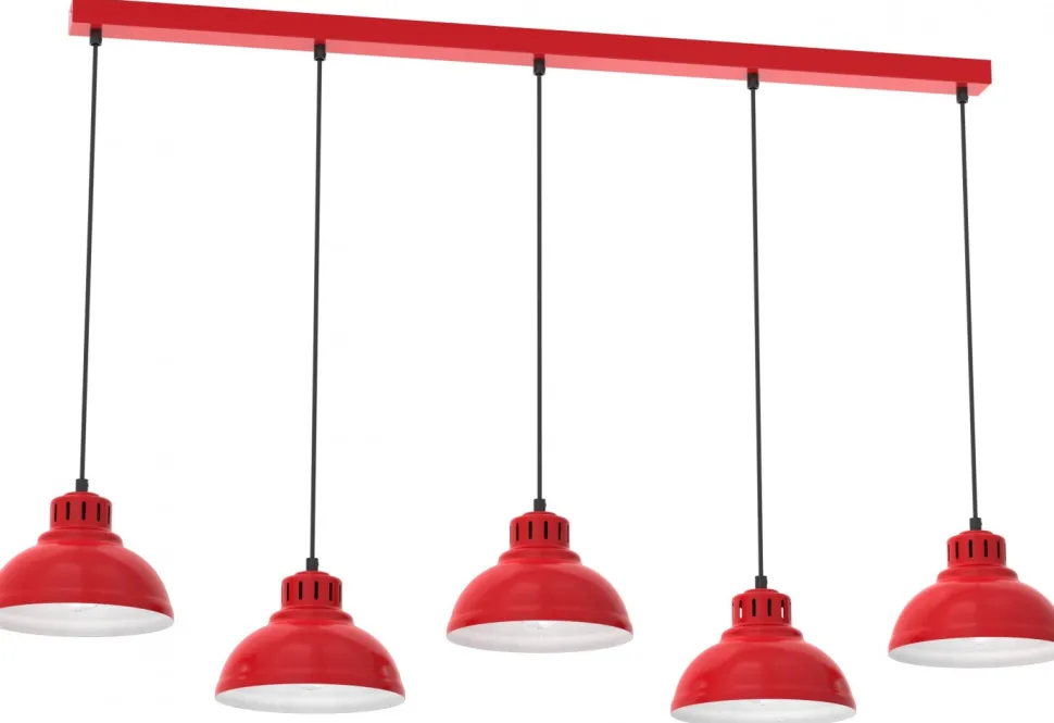 Lampa Wisząca SVEN Czerwony Biały Metalowy Klosz 5xE27
