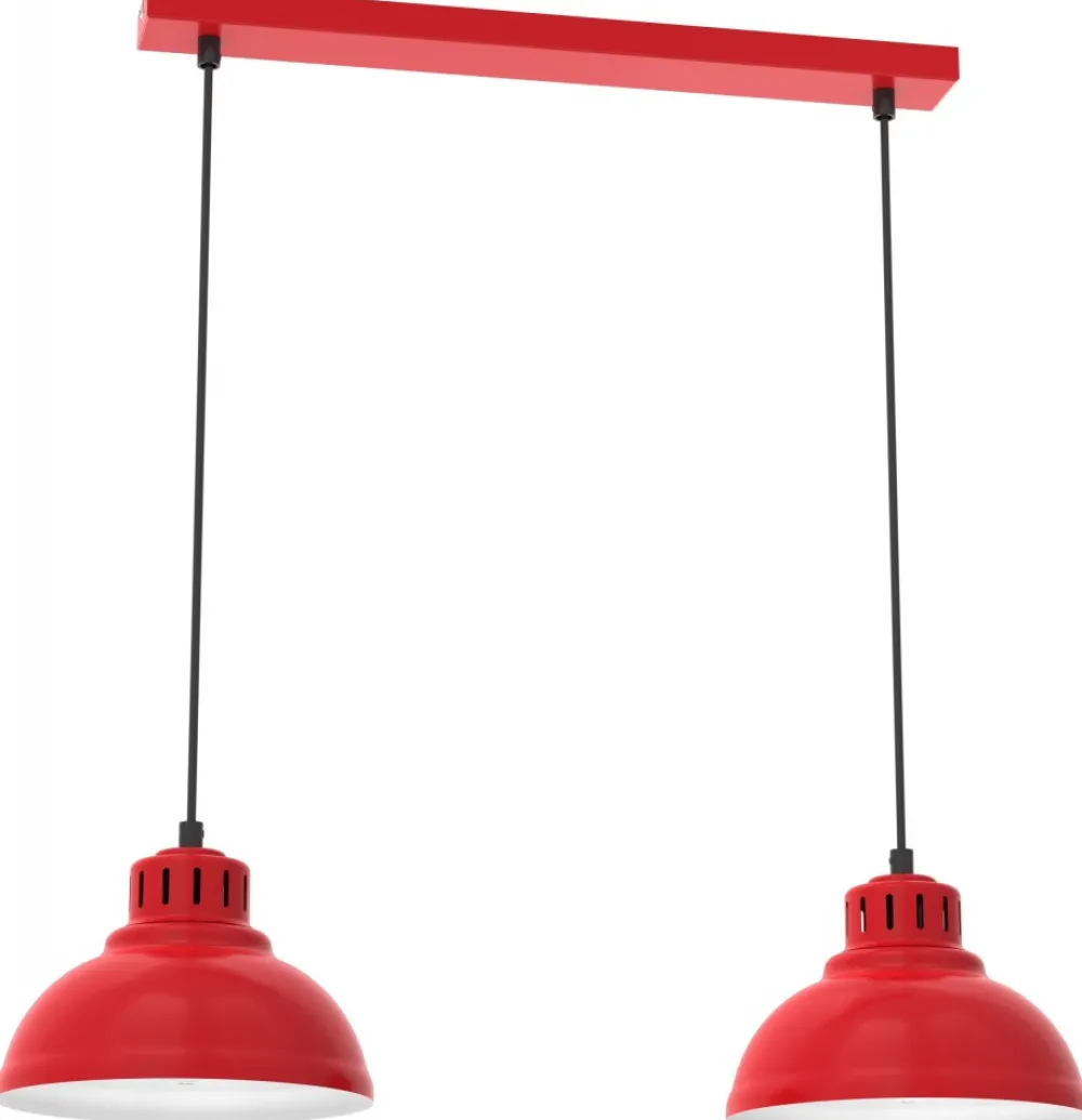 Lampa Wisząca SVEN Czerwony Biały Metalowy Klosz 2xE27 * Luminex Discount