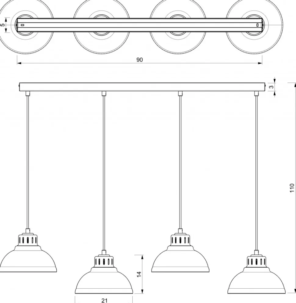 Lampa Wisząca SVEN Złoty Szary Metalowy Klosz 4xE27