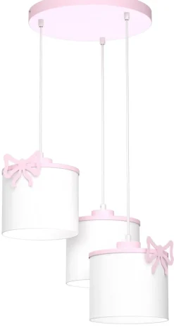 Lampa Wisząca SWEET Różowy Biały Abażur 3xE27 Kokarda * Luminex Sale