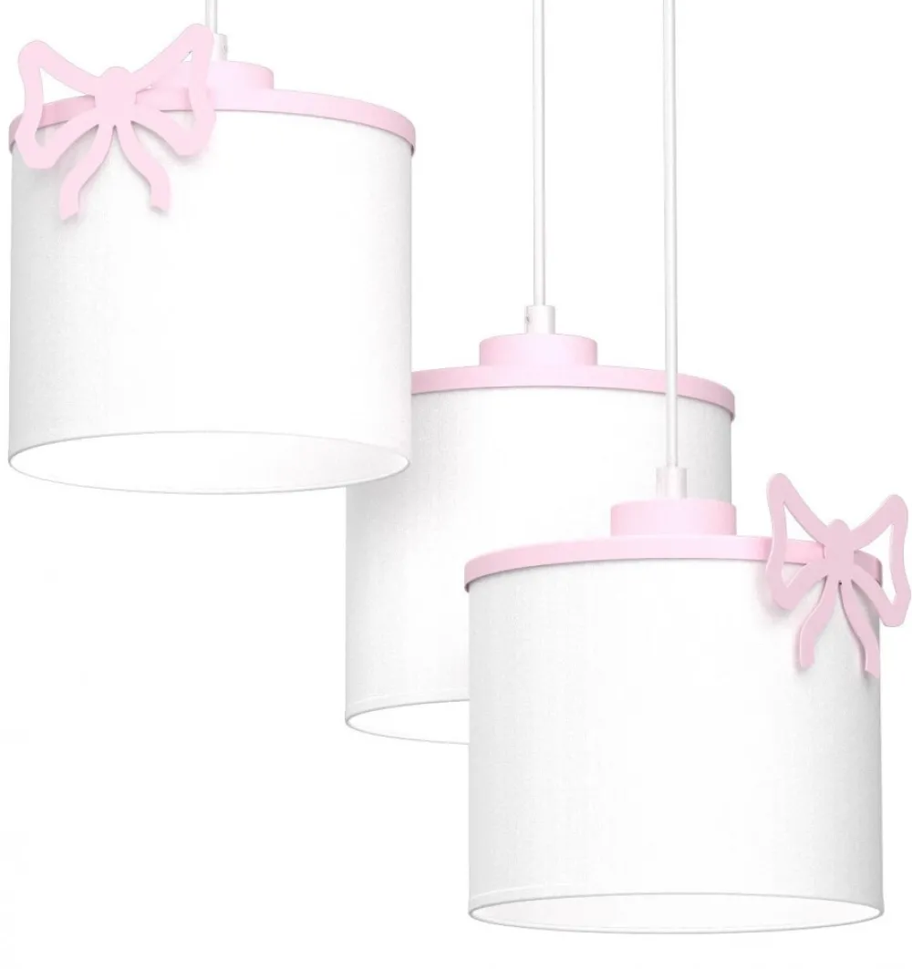 Lampa Wisząca SWEET Różowy Biały Abażur 3xE27 Kokarda * Luminex Sale
