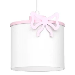 Lampa Wisząca SWEET Różowy Biały Abażur 1xE27 Kokarda