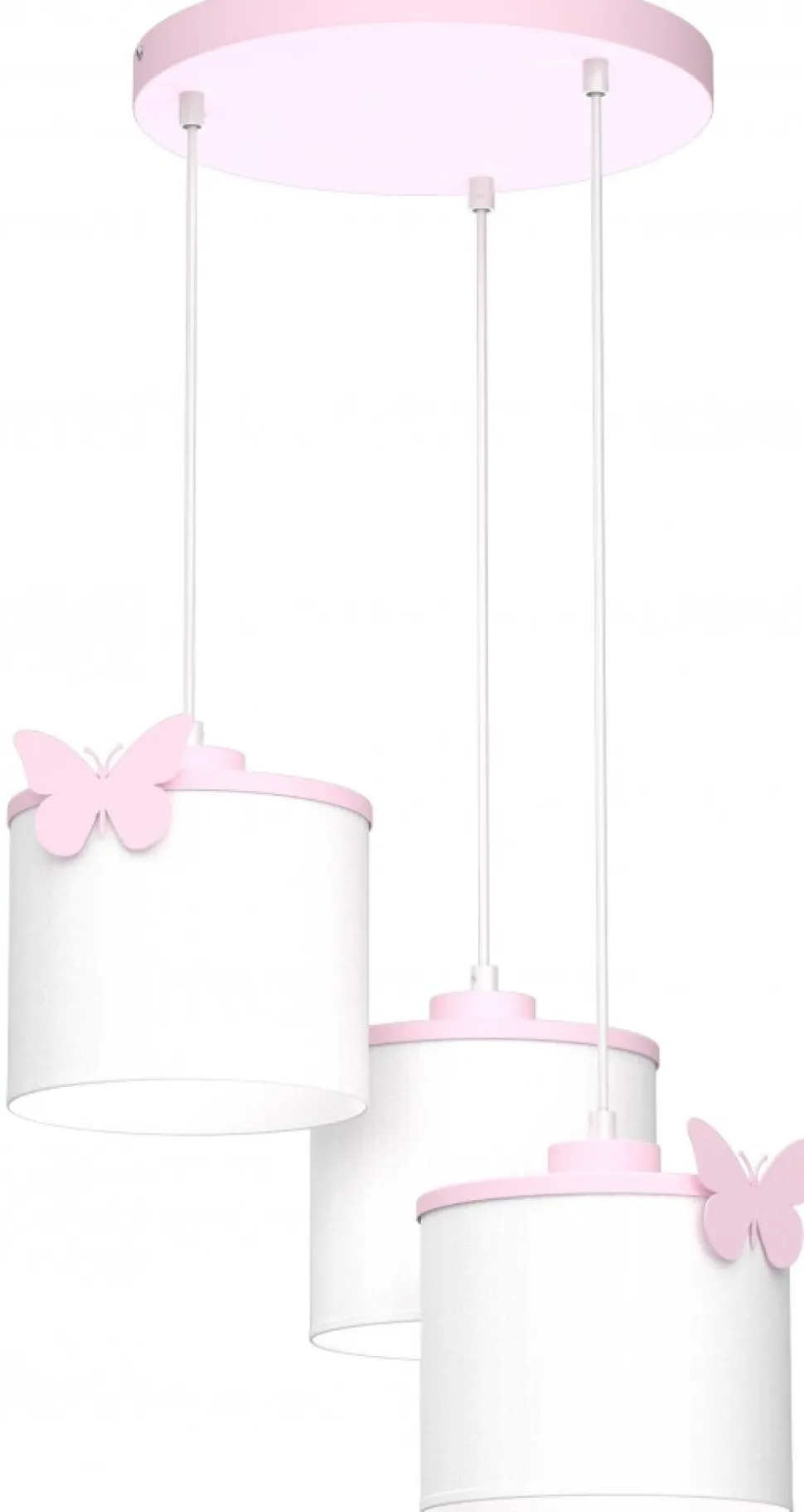 Lampa Wisząca SWEET Różowy Biały Abażur 3xE27 Motyl