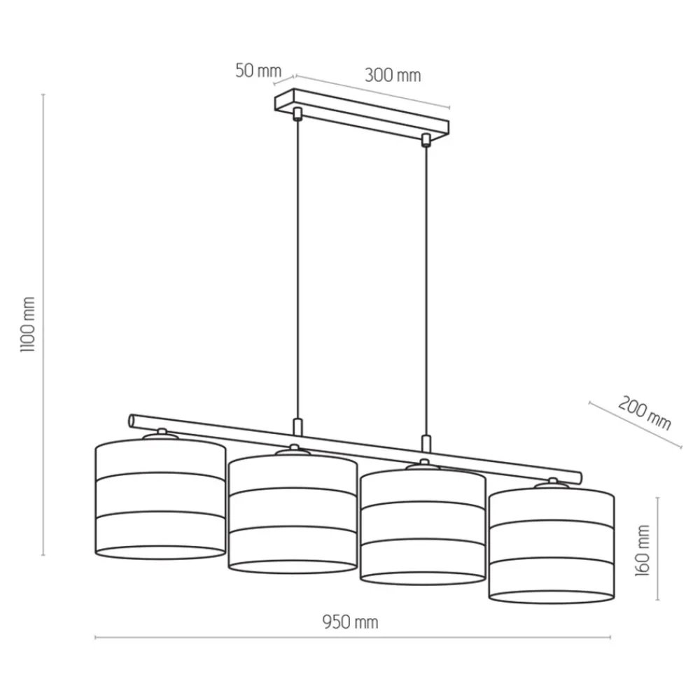 Lampa Wisząca TAGO Czarny Złoty Abażury 4xE27 * TK Lighting Clearance