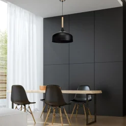 Lampa Wisząca TAYLOR Czarny Brązowy Metalowy Klosz 1xE27 30cm * Eko-light