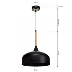 Lampa Wisząca TAYLOR Czarny Brązowy Metalowy Klosz 1xE27 30cm * Eko-light