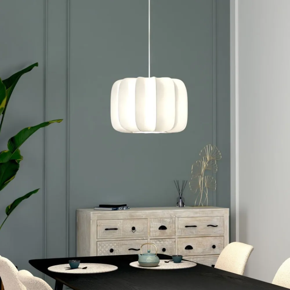 Lampa wisząca Tobie biała z bawełny duża * Atmosphera Sale