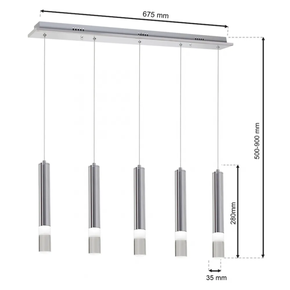 Lampa wisząca tuby ICE Led chrom * Eko-light Discount