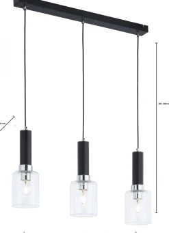 Lampa Wisząca TULUZA Czarny Srebrny Szklane Klosze 3xE27 * Jupiter Discount