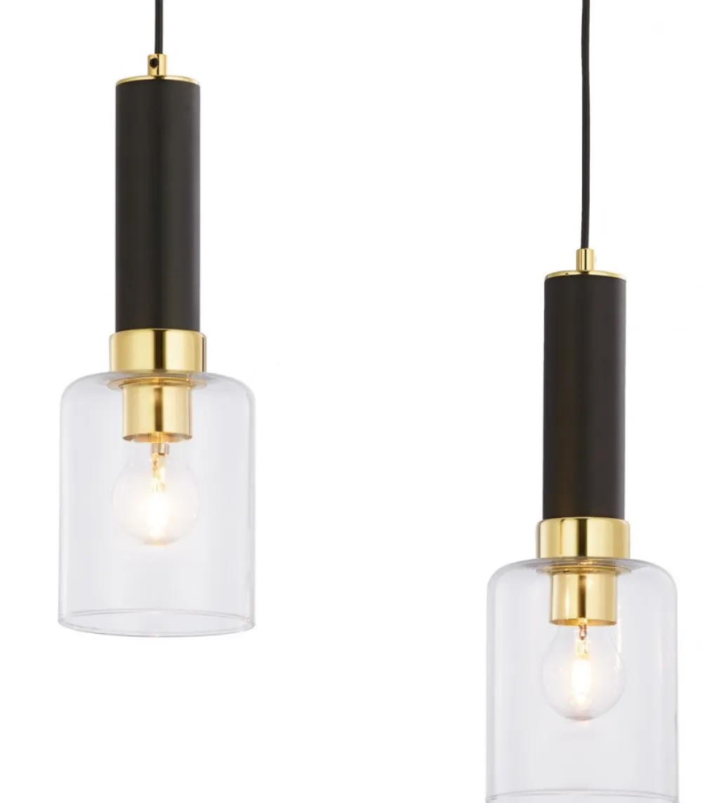 Lampa Wisząca TULUZA Czarny Złoty Szklane Klosze 2xE27 * Jupiter Discount