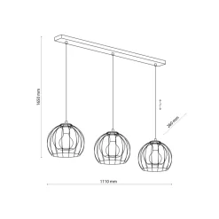 Lampa Wisząca UNIVERSO Czarny Szklane Klosze 3xE27 * TK Lighting Outlet
