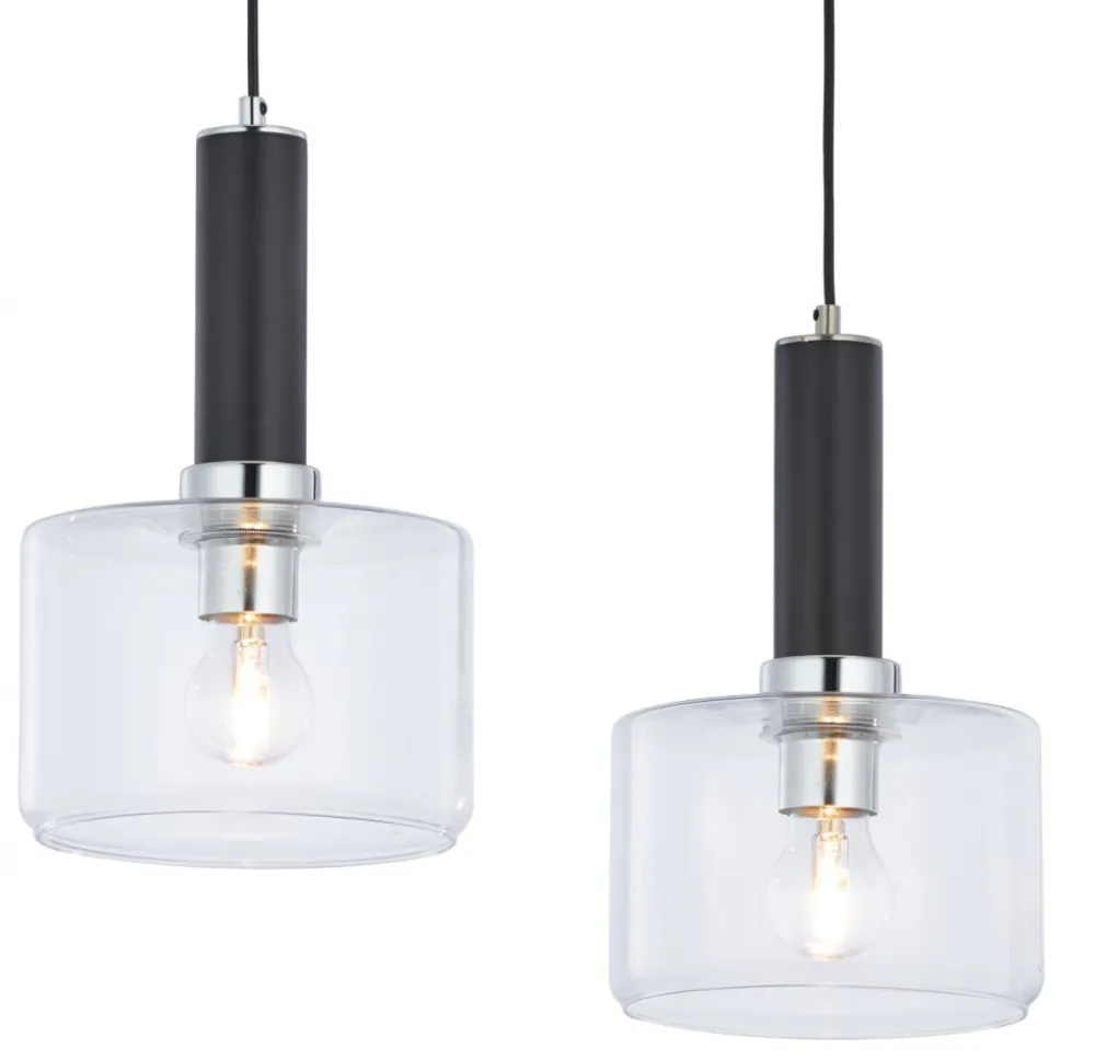 Lampa Wisząca VANES Srebrny Transparentny Szklane Klosze 2xE27 * Jupiter Clearance